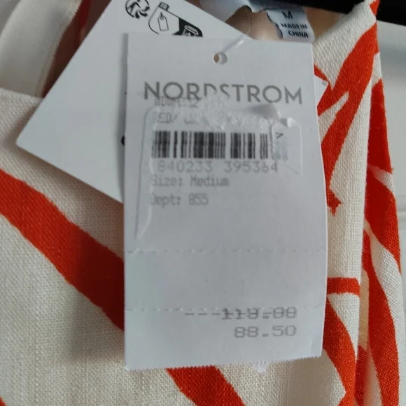 Nordstrom Lost & Wander Salt to the Sea Midi Halter Dress Red & Cream M NWT - Picture 8 of 13